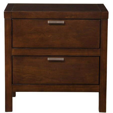 HOMEROOTS Contemporary Wooden Two Drawer Nightstand, Cappuccino 399270